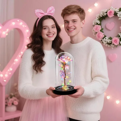 Miniatura 8 de Childom Regalos para el día de la madre para mamá, regalos de cumpleaños para mujeres, abuela, flores para entrega, rosa colorida con luz arcoíris