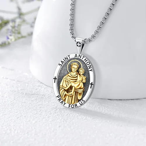 Miniatura 138 de Eusense San Miguel San Cristóbal San Benito San Judas Virgen María Collar chapado en oro 925 joyería religiosa para hombres y mujeres, collar