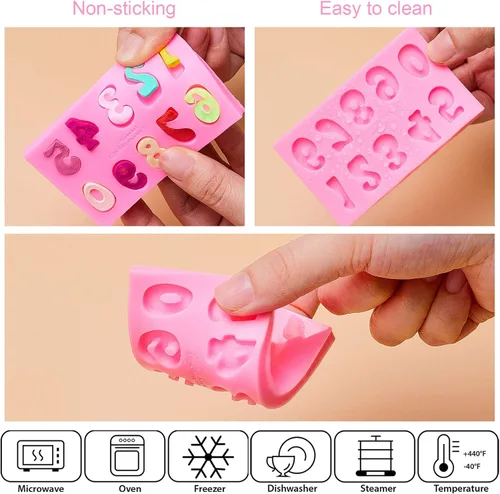 Miniatura 3 de Patelai 4 moldes de silicona para letras de chocolate, moldes de números de letras para el día de San Valentín, antiadherentes, fáciles de liberar 0