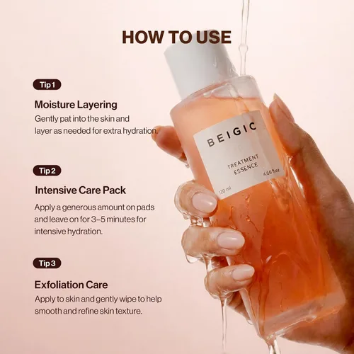 Miniatura 6 de BEIGIC Treatment Essence - Esencia facial hidratante para una textura de piel radiante y suave con péptidos veganos y niacinamida para piel