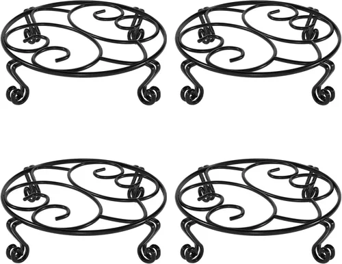 Miniatura 10 de Yimobra Paquete de 2 soportes para macetas resistentes para macetas para interiores y exteriores, metal a prueba de óxido, contenedor de jardín
