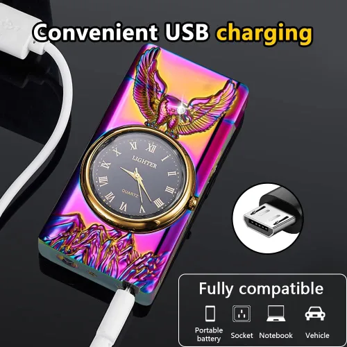 Miniatura 5 de GADATOP Eagle - Encendedor multifuncional – Arco eléctrico, plasma, resistente al viento, iluminación LED de esfera luminosa de metal a la moda