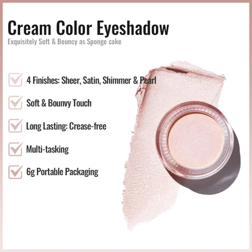 Miniatura 3 de Oulac Sombra de ojos en crema con brillo también para iluminador Sombra de ojos mezclable Resistente al agua y de larga duración con fórmula Pureza