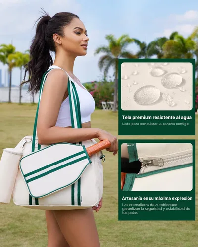 Miniatura 5 de Bolsa para Pickleball para Hombres y Mujeres con Bolsillo para Cubierta de Remo, Bolsa Externa para Bolas y Correa de Hombro Ajustable con Gancho