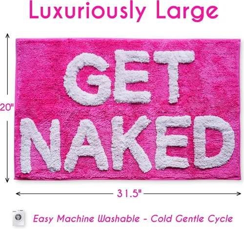 Miniatura 2 de Evovee Alfombra de baño con texto en inglés «Get Nake» de 31.5 x 20 pulgadas, divertida y bonita, alfombra de baño con texto «Get Nake», divertida