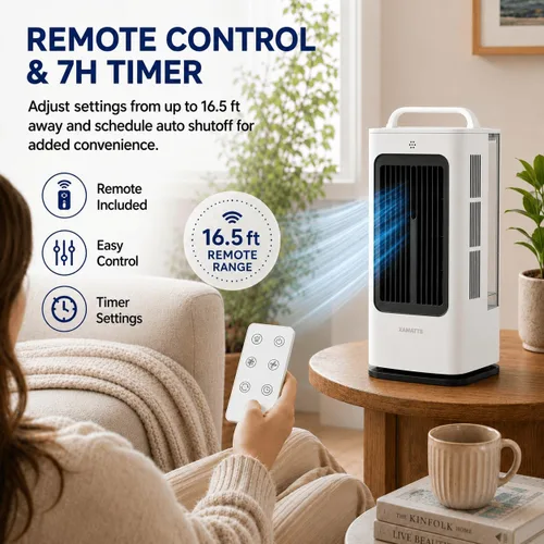 Miniatura 2 de Aires acondicionados portátiles, enfriador de aire evaporativo de 1700 ml con control remoto, mini aire acondicionado portátil oscilante de 120°