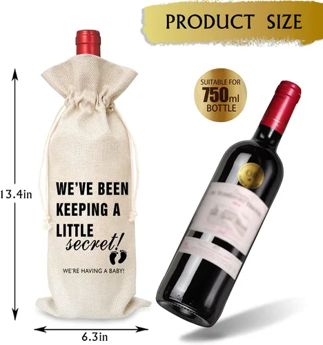 Miniatura 2 de Bolsa de vino de regalo de anuncio de embarazo (1 pieza), regalos para mejores amigos, colegas, padres, madres, tíos, tías, abuelos, abuelas