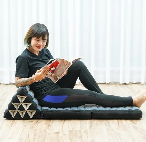 Miniatura 47 de Leewadee - Cojín Tailandés plegable para el suelo con respaldo para TV, sala de estar, colchón para exterior, 65.7 x 20.9 x 11.8 pulgadas, Kapok