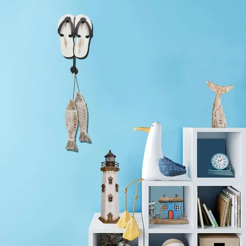 Miniatura 5 de Aecipl Ganchos de madera para colgar en la pared, decoración temática de playa, gancho para toallas para baño, dormitorio, piscina, decoración blanco