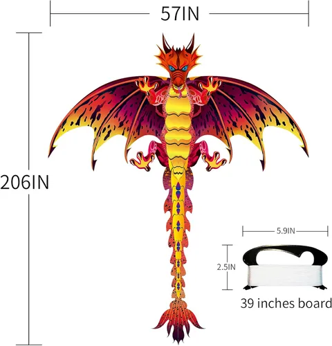 Miniatura 2 de eyijklzo Cometa de dragón verde hermosa y fácil de volar para niños y adultos con cola larga y colorida, accesorios fáciles de volar