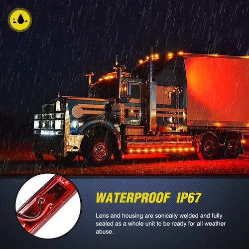 Miniatura 4 de Nilight - TL-32 2 piezas de 3.9 pulgadas, 3 luces LED para remolque de camión, luces rojas delanteras y traseras, luces indicadoras laterales, luz
