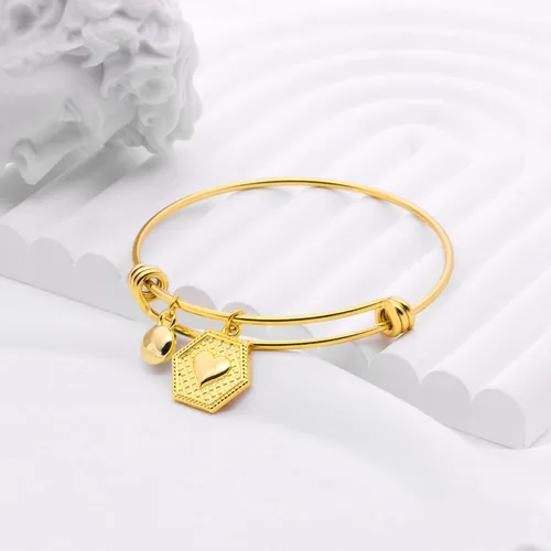 Miniatura 4 de Suonie Pulseras chapadas en oro de 18 quilates, 26 letras con dije hexagonal de inicial, pulseras ajustables para mujer, pulsera de diamantes