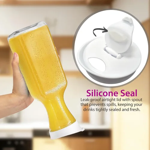 Miniatura 3 de DilaBee Jarra de agua de plástico con tapa, jarra cuadrada para bebidas, leche, batidos, té helado, suministros de barra de mimosa, sin BPA, no apta