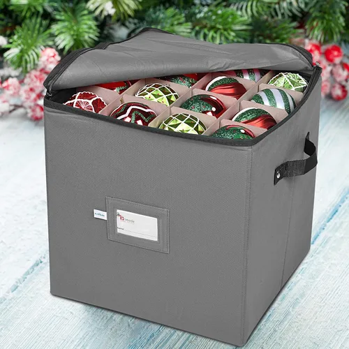 Miniatura 3 de Caja de almacenamiento de adornos de Navidad, 4 bandejas individuales, contenedor de almacenamiento de Navidad, se adapta a 64 bolas de decoración