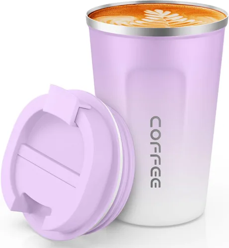 Miniatura 17 de Vaso térmico de acero inoxidable de 12 onzas con aislamiento al vacío, taza de viaje a prueba de derrames con tapa, para mantener caliente/café