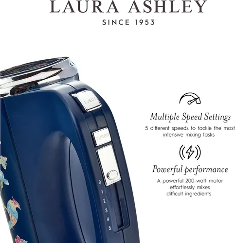 Miniatura 4 de Laura Ashley Batidora de Mano Eléctrica de 200W - Batidor Eléctrico de Mano con 5 Velocidades Variables - Batidoras de Mano con Batidores Duraderos