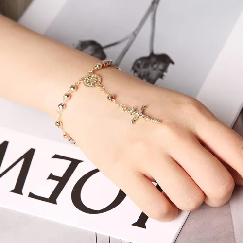 Miniatura 63 de HZMAN Pulsera de cruz con cuentas de rosario virgen de Guadalupe ajustable para mujer, regalo de joyería
