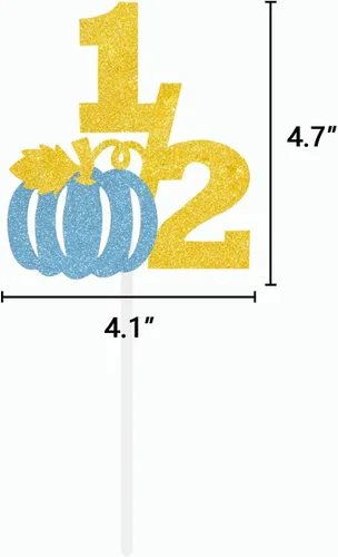 Miniatura 3 de Cartel de cumpleaños 1/2 con texto en inglés "Pumpkin It's My 1/2" para decoración de pastel de 6 meses, accesorios para fotos de Halloween, globos