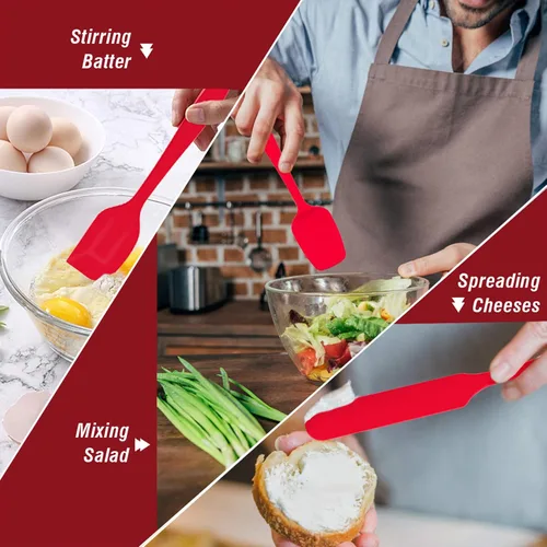 Miniatura 5 de P&P CHEF - Juego de 7 espátulas de silicona resistentes al calor, juego de utensilios de cocina para cocinar antiadherentes, mezcla de hornear