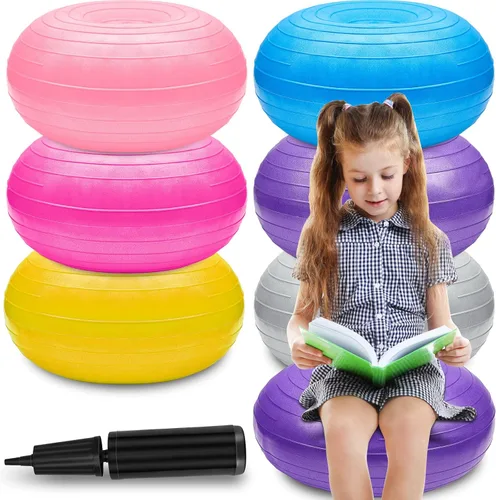 Miniatura 12 de 6 piezas de asientos flexibles para aula, sillas de pelota de yoga elementales para niños, silla de oficina inflable, entrenador de equilibrio