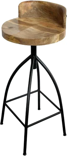 Miniatura 15 de TUP THE URBAN PORT Pia Taburete de altura de mostrador de estilo industrial de 25 a 31 pulgadas con asiento giratorio ajustable, marrón, negro