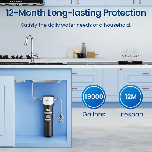 Miniatura 4 de Vortopt Filtración de agua, filtro de agua Q5-C2 para debajo del fregadero, purificador de agua certificado NSF/ANSI 42 para fregadero, flujo