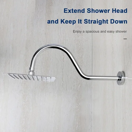Miniatura 5 de NearMoon Brazo de Extensión de Ducha con Brida – Tubo Extensor de Ducha Largo de Cuello de Cisne de Arco Alto en Forma de S, Perfecto para Cabezal