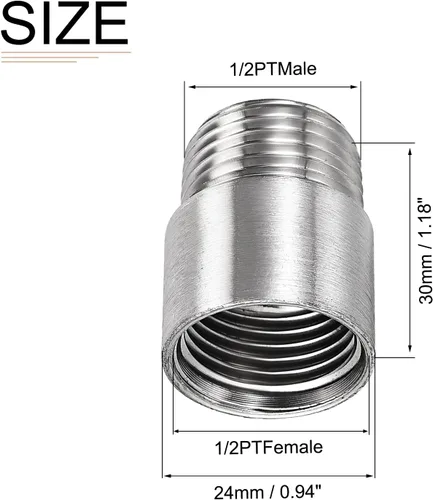Miniatura 2 de DTGN Accesorios de tubo de extensión de cabezal de ducha de 1.18 x 0.94 pulgadas (largo x profundidad), 1 paquete, bueno para baño, extensión