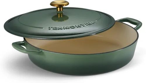 Miniatura 22 de Tramontina Bestow - Olla para horno holandés de hierro fundido esmaltado con tapa, redonda, 5.5 cuartos de galón, color blanco mate