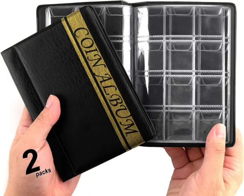 Miniatura 11 de Álbum de monedas de 150 bolsillos, libro de colección de monedas de recuerdo, ideal para pasaporte presionado, coleccionista de monedas de Negro