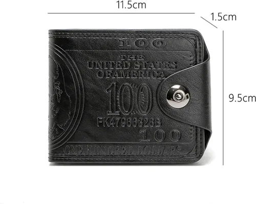 Miniatura 6 de ThunderStar Cartera creativa para hombre Monedero unisex 100 dólar Bill Money Bifold Card Holder Bolso (negro)