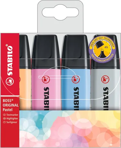STABILO BOSS Original - Juego de marcadores en 4 colores pastel