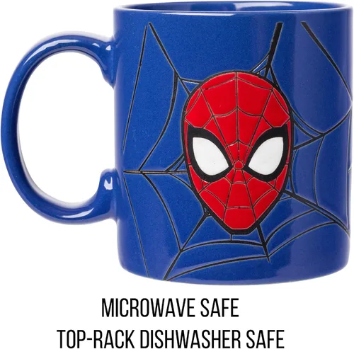 Miniatura 3 de Silver Buffalo Marvel Comics Spiderman - Taza de cerámica resistente a la cera, 20 onzas, azul/multicolor, 20 onzas
