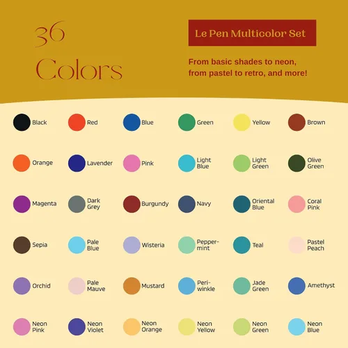 Miniatura 2 de Uchida Le Pens - Juego de bolígrafos multicolor de 36 colores, bolígrafos Le Pen para diario, bolígrafos finos a prueba de manchas para escribir