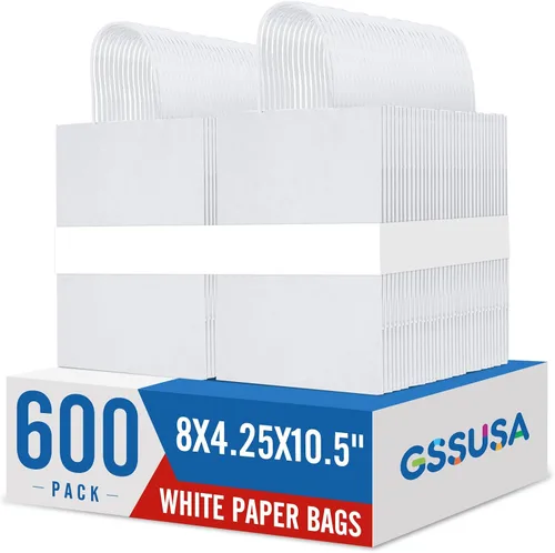 Miniatura 17 de GSSUSA Bolsas de papel negras de 8 x 4.25 x 10.5 pulgadas, 20 unidades, bolsa de papel de regalo con asas a granel, regalo de graduación, papel