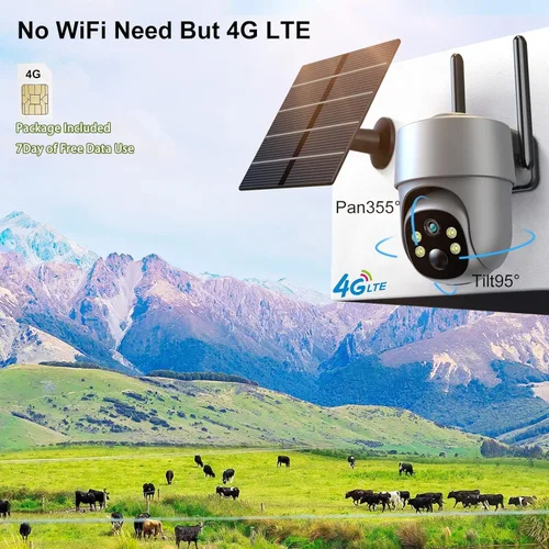 Miniatura 2 de Cámara de seguridad celular 4G LTE Cámaras de seguridad inalámbricas para exteriores con energía solar con 360° de panorámica y inclinación