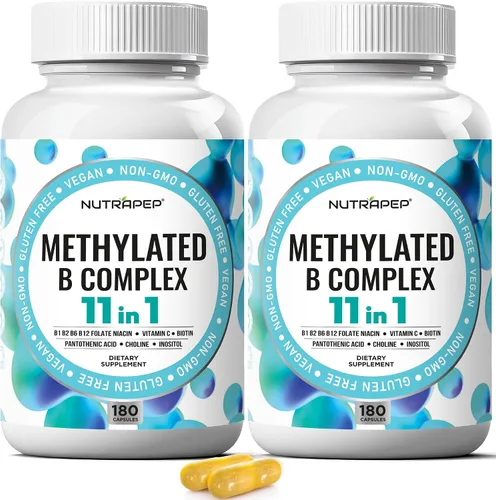 Miniatura 8 de NutraPep Vitaminas del complejo B metilado – Complejo multivitamínico completo de metilo B con bioactivo B9 5-MTHF B6 B12 – Suplemento de apoyo