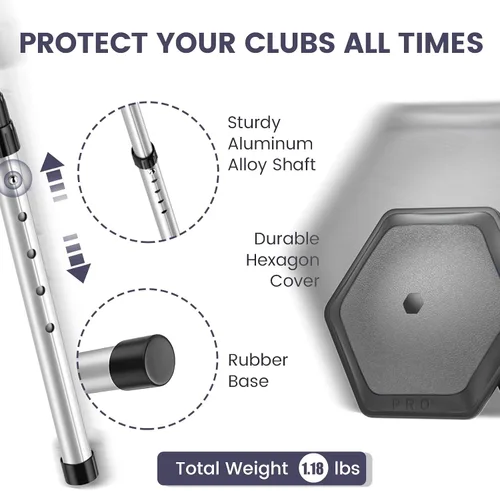 Miniatura 2 de Bolsa de viaje protectora de brazo rígido para palos de golf, poste de aluminio resistente, totalmente ajustable para proteger palos