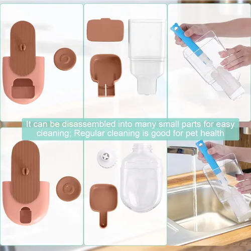 Miniatura 4 de Lemtrflo Dispensador Automático Colgante de Alimentos y Agua, Juego de Alimentador de Gravedad para Conejos, Chinchillas, Conejitos de Indias, Marrón