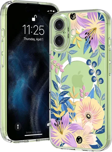 Miniatura 54 de OOK Magnetic for iPhone 17 Case Clear Pretty Flower Girls Women [Not Yellowing][Screen Protector] [ MagSafe Compatible] with Full Camera Lens