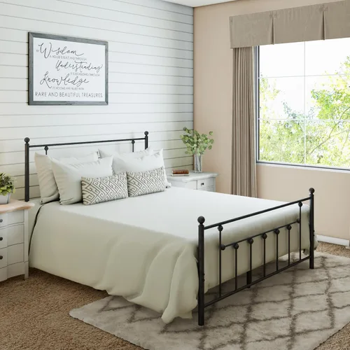 Miniatura 3 de Golden Gate Beds - Base de cama de metal de estilo victoriano con cabecera y estribo de hierro forjado antiguo, base de colchón clásica de acero,