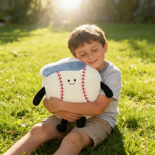 Miniatura 4 de Linda Almohada de Béisbol Suave Animal de Peluche de Béisbol Almohadas Deportivas, 17.7" Regalos de Juguete de Peluche Únicos para Adolescentes