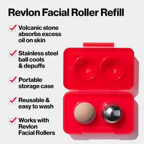 Miniatura 2 de Revlon - Paquete de recambio para el rodillo facial absorbente y refrescante, con piedras volcánicas y de acero inoxidable en una funda