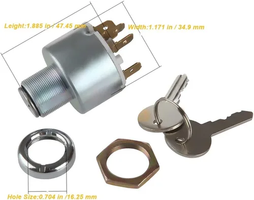 Miniatura 4 de MDY 31973K4183 SPB501,551508G Interruptor de arranque de llave de encendido impermeable con 3 posiciones, 5 terminales, 2 llaves de repuesto