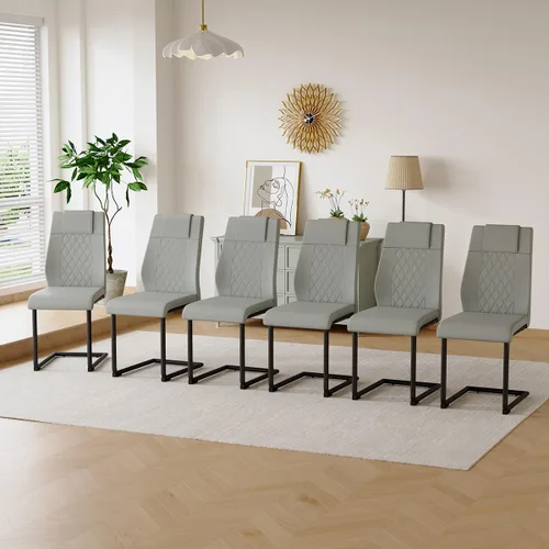 Miniatura 33 de gopop Juego de 4 sillas de comedor, modernas sillas de cocina y comedor con patas de metal galvanizado, sillas laterales tapizadas para comedor