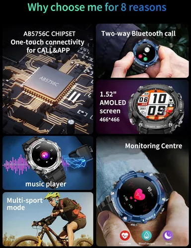 Miniatura 3 de Reloj Inteligente con Auriculares para Hombre, Llamadas Bluetooth Puede Responder y Realizar Llamadas, Música Local, Reloj Inteligente Resistente