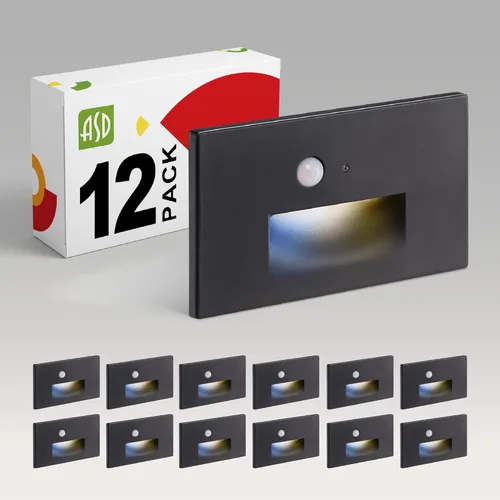 Miniatura 21 de ASD LED Luminaria de Escalera Empotrada, Iluminación de Pasada al Aire Libre del Atardecer al Amanecer 3CCT, Sensor de Movimiento, Fotocélula