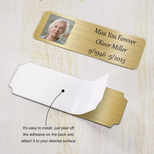 Miniatura 6 de SOITIS Placas de identificación grabadas con adhesivo, placa personalizada de acero inoxidable, placa conmemorativa para cenizas, marco de fotos