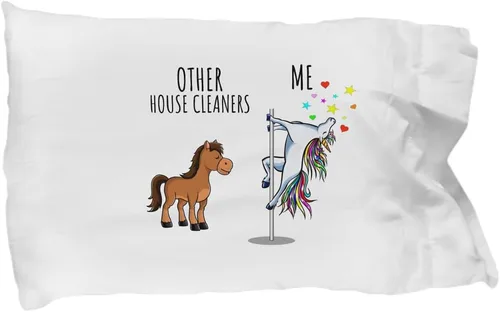 Unicorn House Cleaner Pillowcase Other Me Funny Gift for Coworker Women Her Cute Office Birthday Present Magical Joke Quote Gag Pillow Cover Case