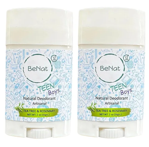 Miniatura 9 de BeNat Paquete de 2 desodorantes naturales para niños y adolescentes, 100% natural, sin aluminio, sin carcinógenos, desodorante para niños y niñas